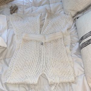 White crochet pants